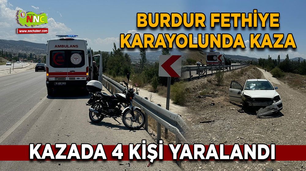 Burdur Fethiye karayolunda kaza 4 yaralı! Otomobil kontrolden çıkıp şarampole düştü