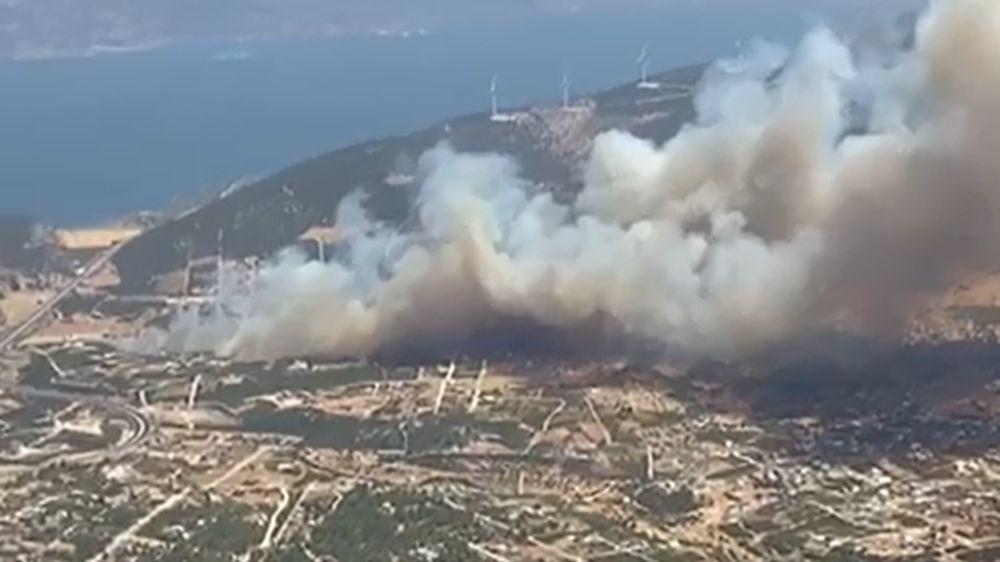 Didim'de yangın;  havadan ve karadan müdahale ediyor