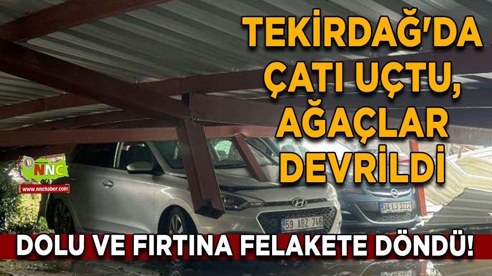 Dolu ve fırtına felakete döndü! Tekirdağ'da çatı uçtu, ağaçlar devrildi