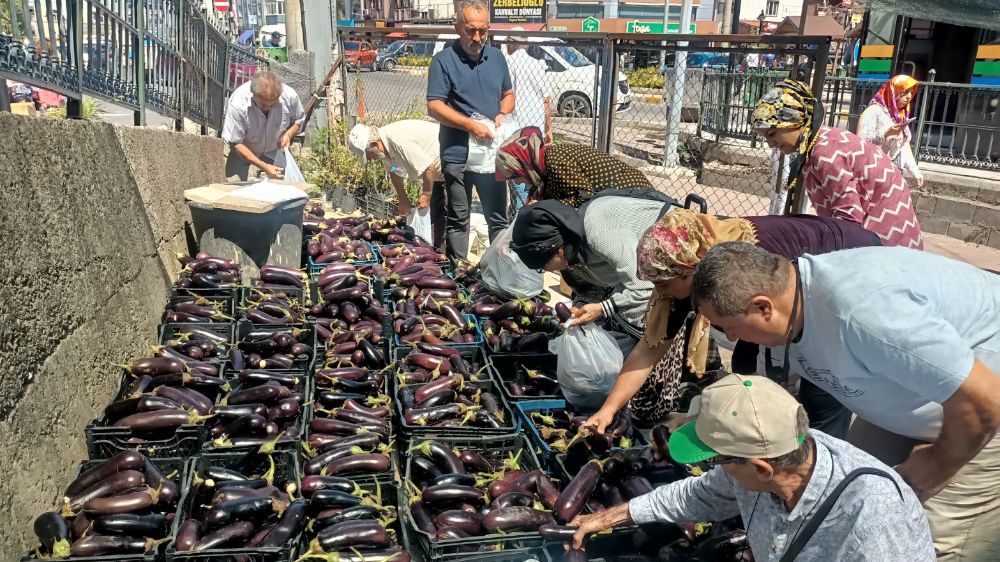 Ereğli Ziraat Odası Başkanı Zafer Yalman 5 ton patlıcanı halka dağıttı