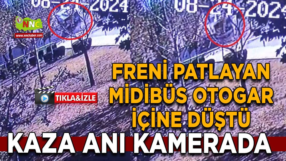 Freni patlayan midibüs 2 metreden düştü