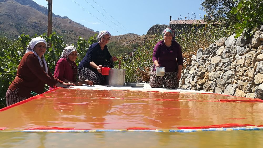 Kadınların el lezzeti bir oldu pestil ve pekmez için kollar sıvandı