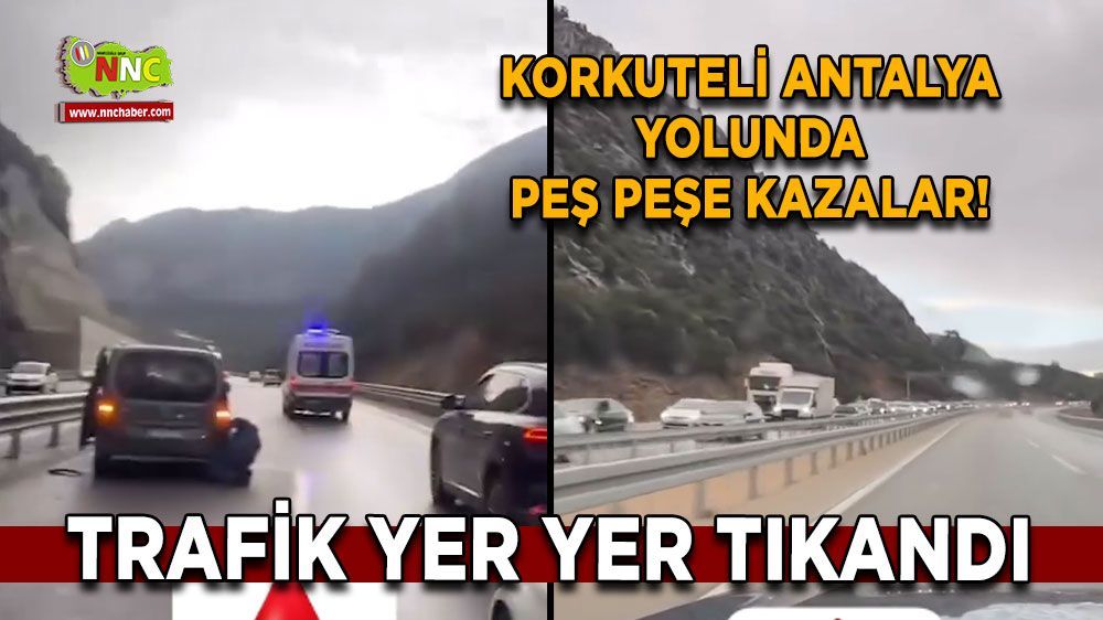 Korkuteli Antalya yolunda çok sayıda trafik kazası meydana geldi