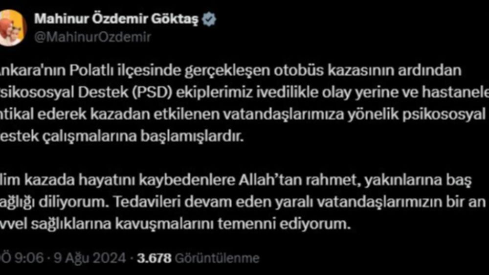  Polatlı'daki feci otobüs kazasından etkilenen vatandaşlara psikososyal destek çalışması başlatıldı