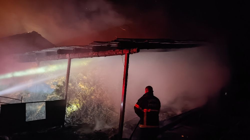 Samanlıkta yangın çıktı! Küçükbaş hayvanlar son anda kurtarıldı