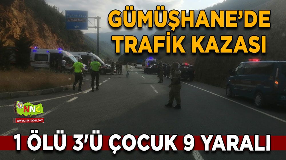 Son dakika Gümüşhane'de kaza, 1 ölü 3'ü çocuk 9 yaralı