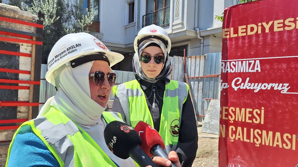 Tarihi hacı evliya çeşmesi yeni yerine taşındı