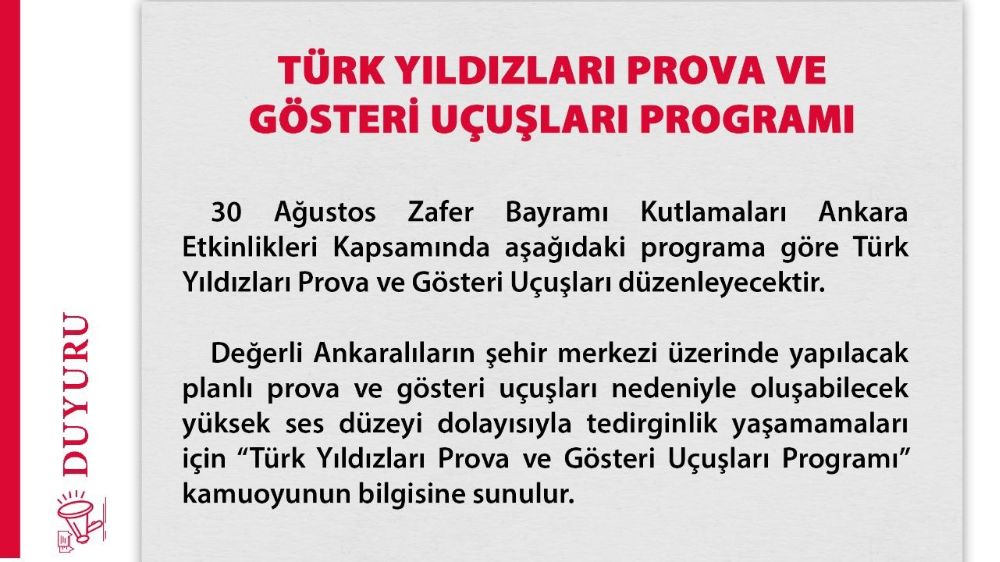 Türk Yıldızları 30 Ağustos’ta Ankara'nın gökyüzünü kaplayacak