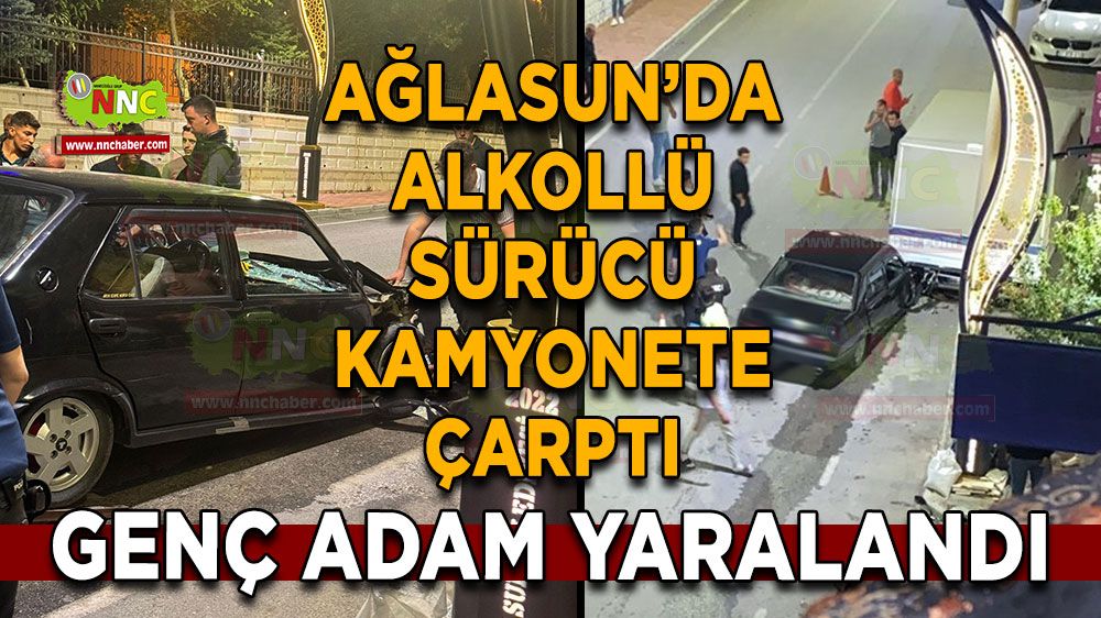 Ağlasun'da trafik kazası! Kamyonete çarpan genç adam yaralandı