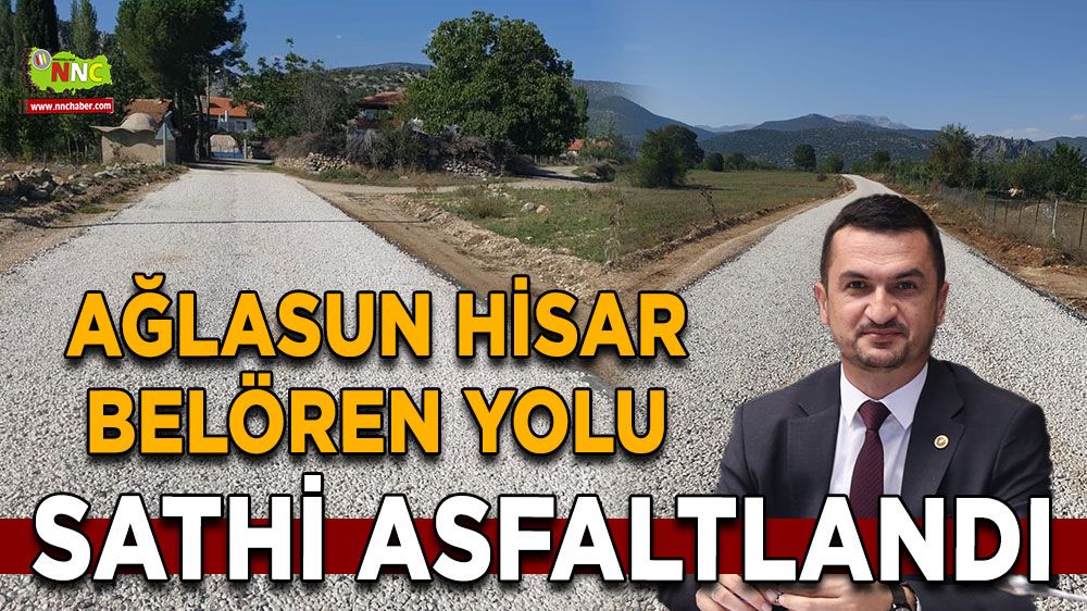 Ağlasun Hisar Belören yolunda sathi asfalt çalışması tamamlandı