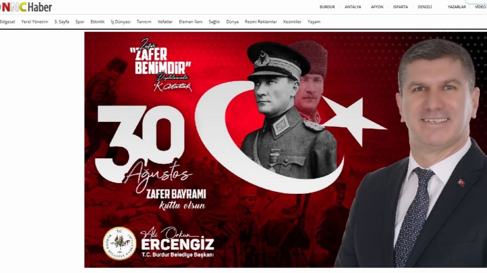 Burdur Belediyesi 30 Ağustos Zafer Bayramı Banner