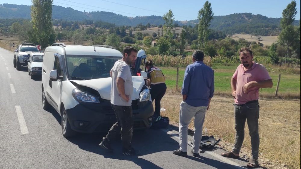 Kütahya'da trafik kazası otomobil koyuna çarptı 