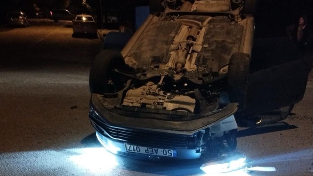 Nevşehir'de trafik kazası otomobil takla attı 2 yaralı