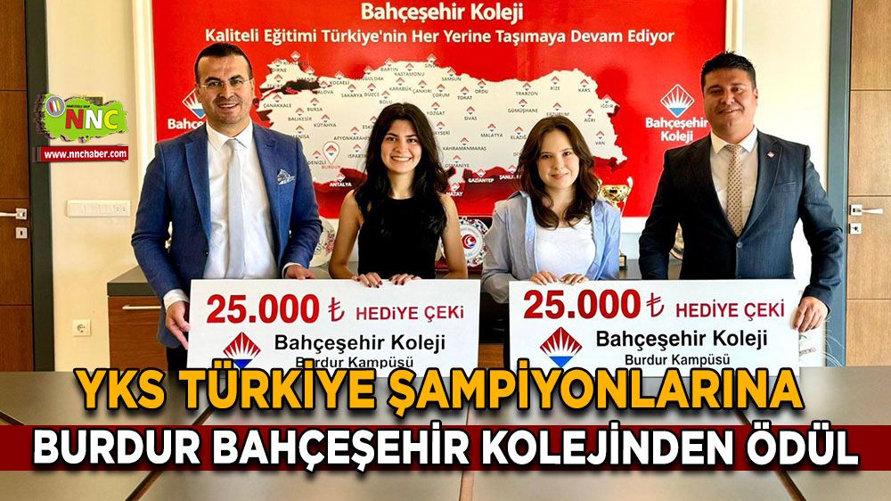 YKS Türkiye Şampiyonlarına Burdur Bahçeşehir Kolejinden ödül