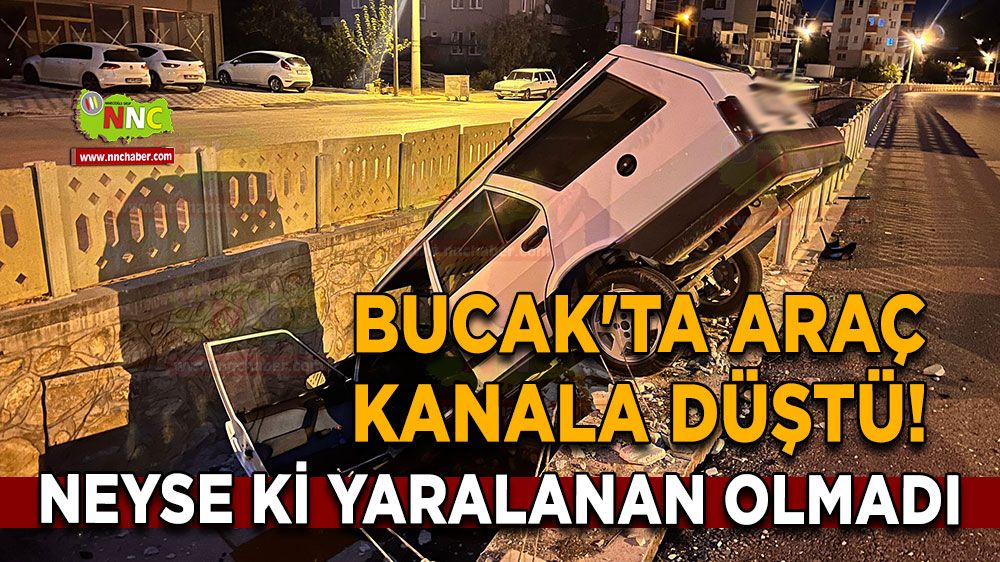 Bucak'ta araç kanala düştü! Neyse ki yaralı yok