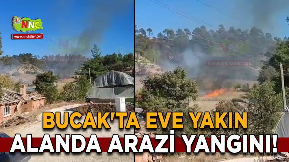 Bucak'ta eve yakın alanda arazi yangını!