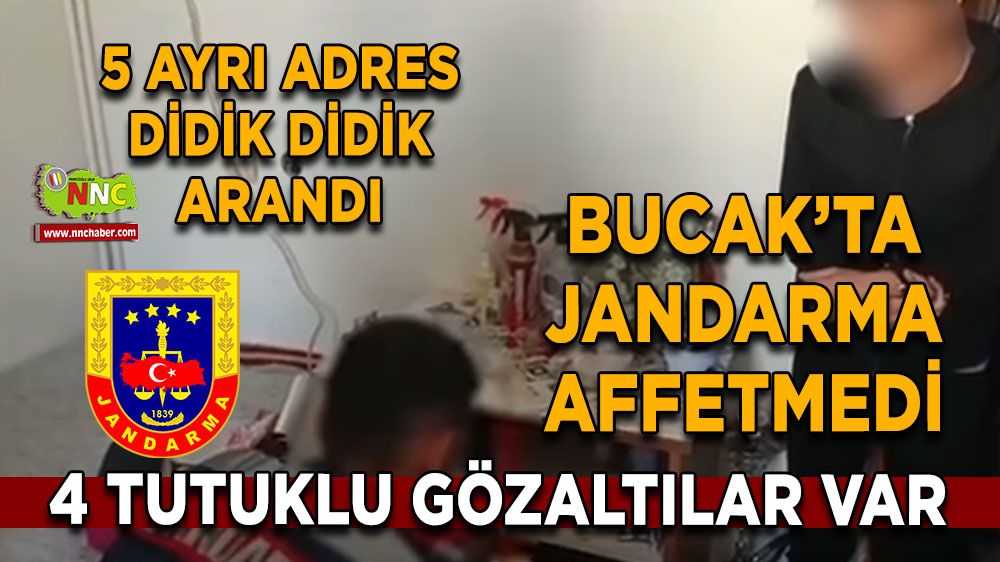 Bucak'ta jandarma affetmedi! 5 ayrı adres didik didik arandı