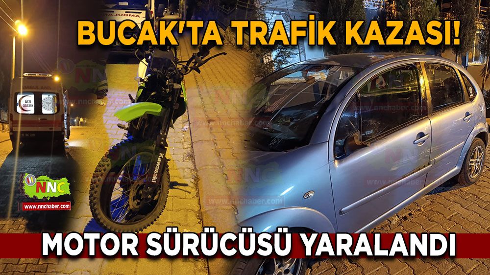 Bucak'ta KYK önünde trafik kazası! Motor sürücüsü yaralandı