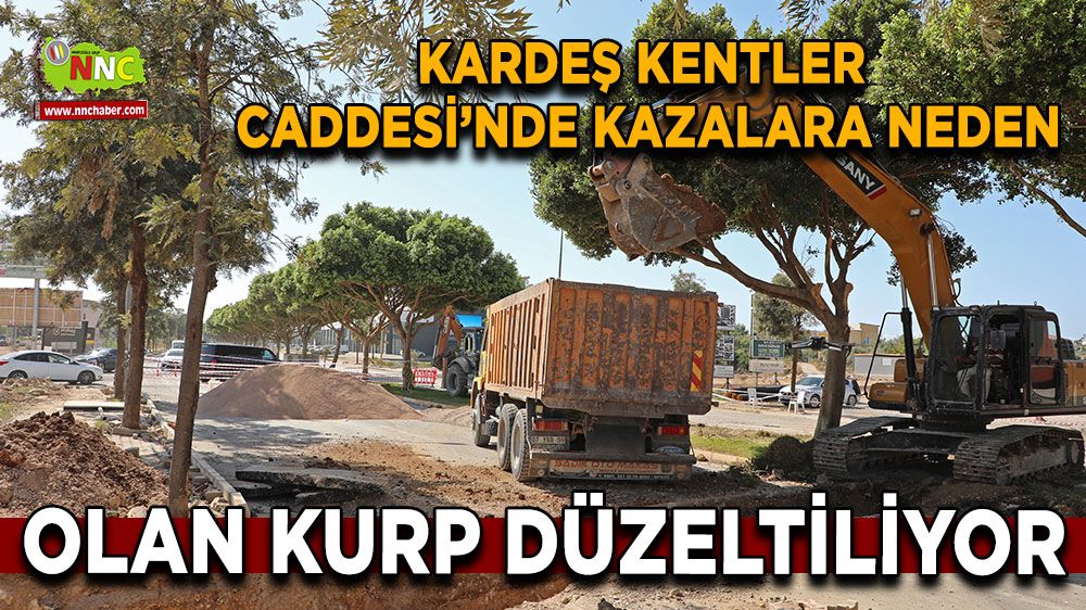 Kardeş Kentler Caddesi'nde kazalara neden olan kurp düzeltiliyor