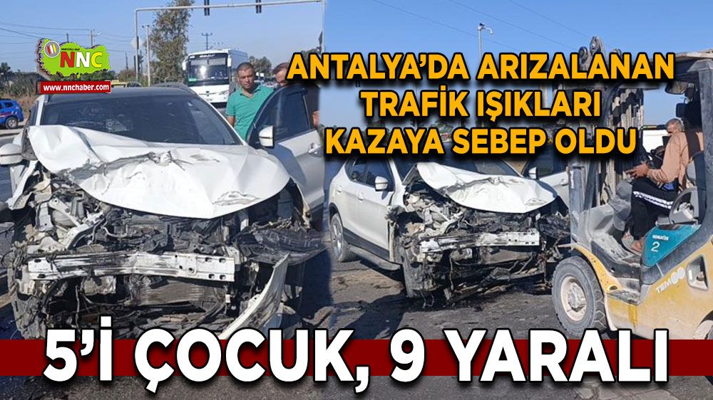 Manavgat'ta trafik kazası 5'i çocuk 9 kişi yaralandı