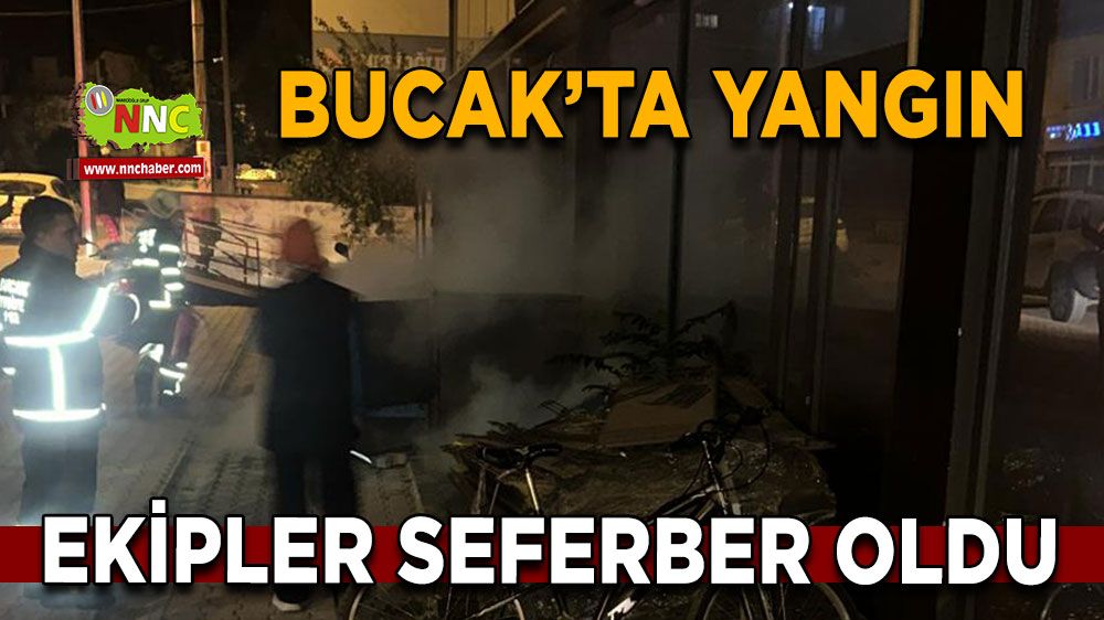 Bucak'ta iş yeri önünde yangın! Ekipler seferber oldu