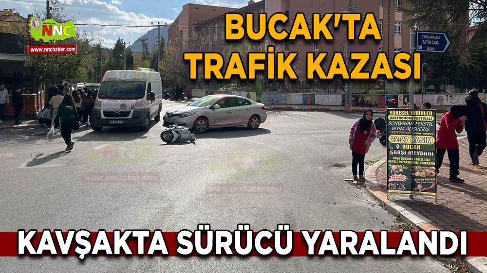 Bucak'ta trafik kazası Kavşakta motosiklet sürücüsü yaralandı