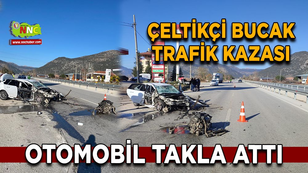 Çeltikçi Bucak trafik kazası Otomobil takla attı