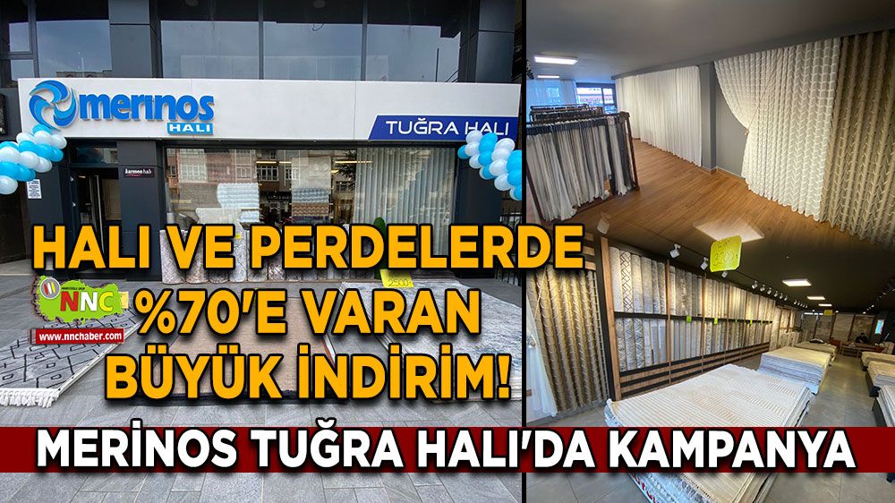 Merinos Tuğra Halı'da kampanya başladı Halı ve perde ürünlerinde %70'e varan büyük indirim!