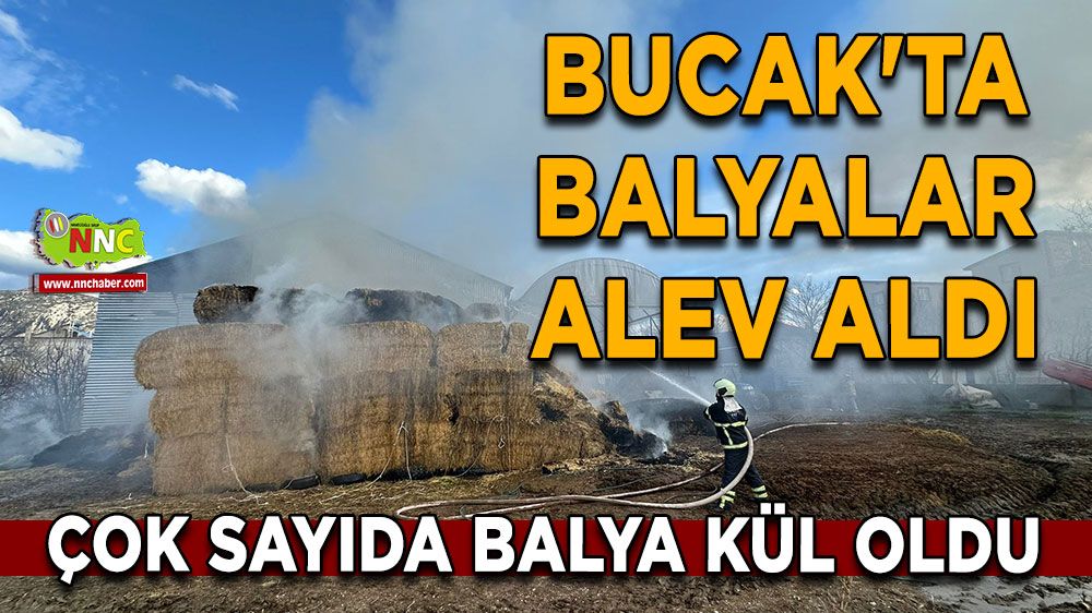 Bucak'ta balyalar alev aldı Çok sayıda balya kül oldu