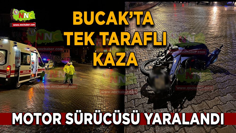 Bucak'ta direksiyon hakimiyetini kaybeden motor sürücüsü kaza yaptı