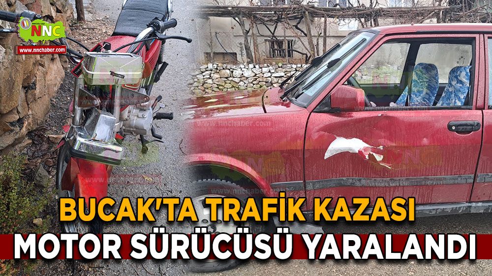 Bucak'ta kavşakta trafik kazası Motor sürücüsü yaralandı