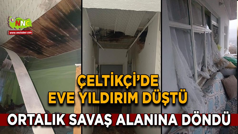 Çeltikçi’de yıldırım felaketi Evde büyük hasar