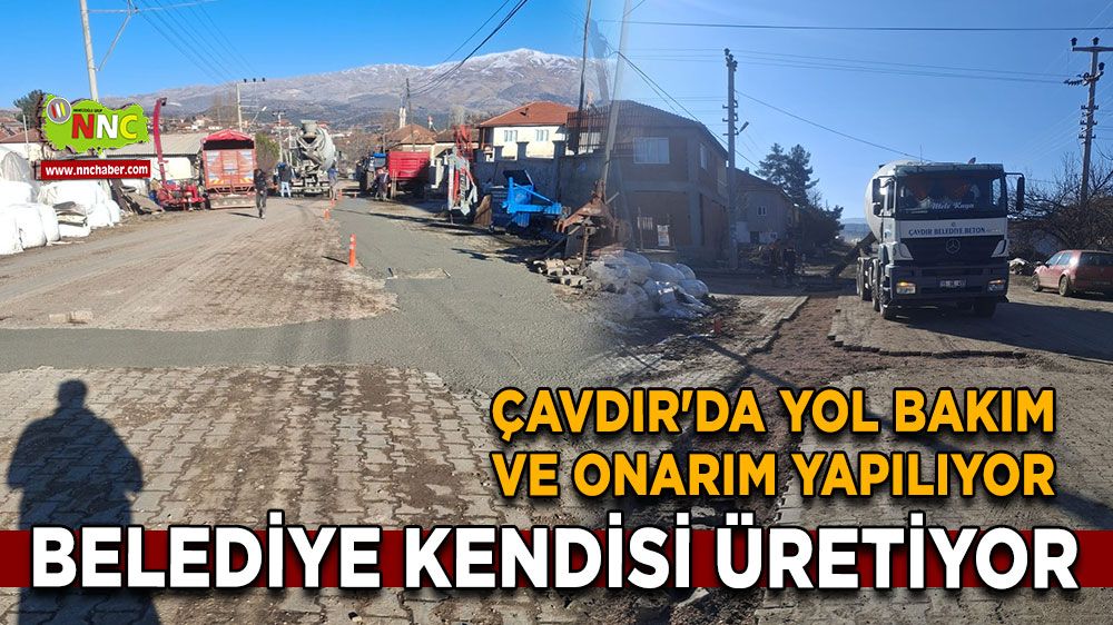 Belediye kendisi üretiyor Çavdır'da yol bakım ve onarım yapılıyor