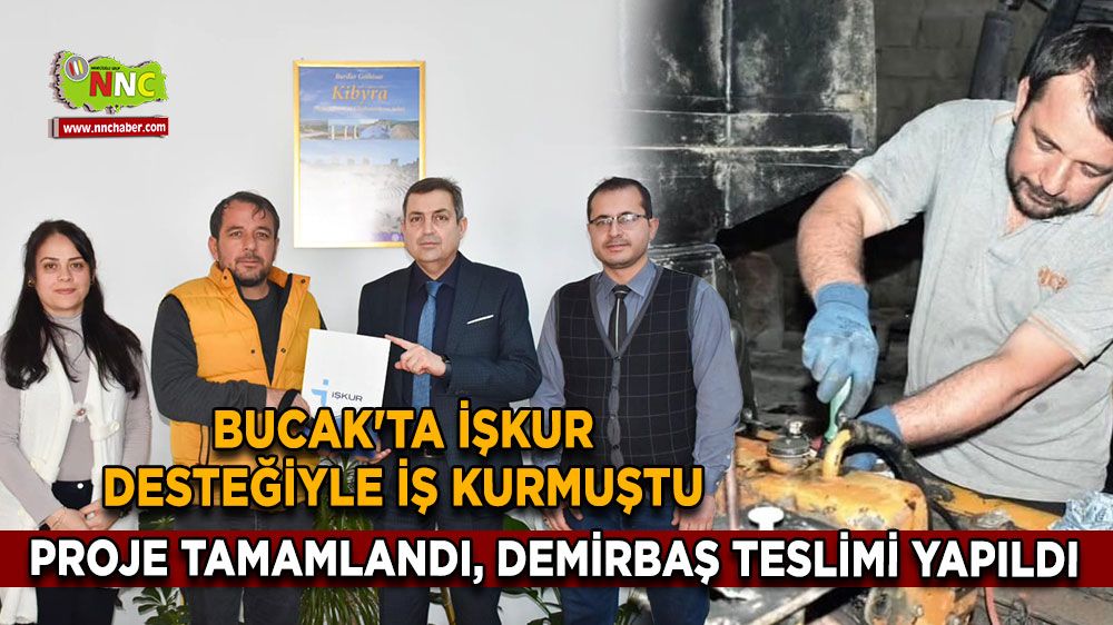 Bucak'ta İŞKUR desteğiyle iş kurmuştu Proje tamamlandı, demirbaş teslimi yapıldı