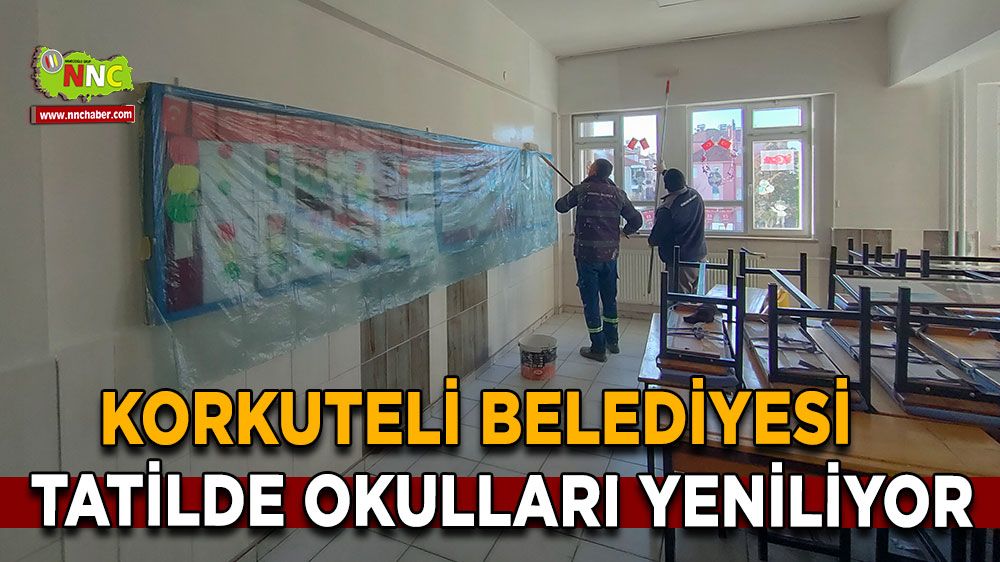 Korkuteli Belediyesi okul yenileme çalışmalarına ara tatilde devam ediyor