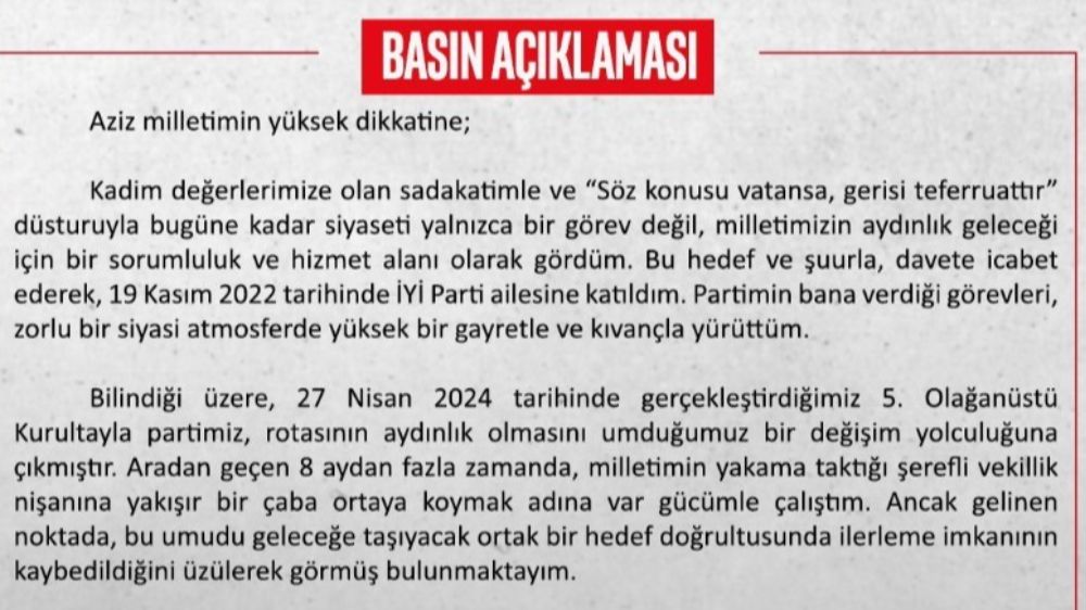 Kürşad Zorlu, İYİ Parti'den istifa etti