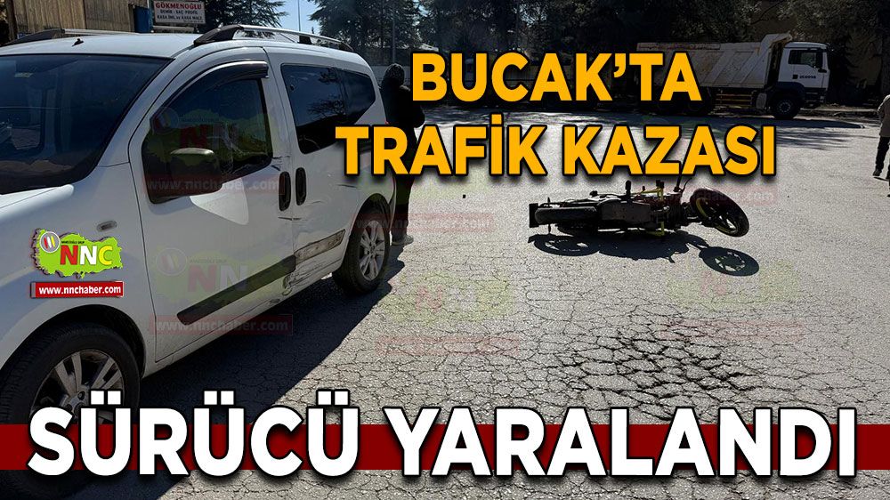 Burdur Bucak'ta trafik kazası motor sürücüsü yaralandı