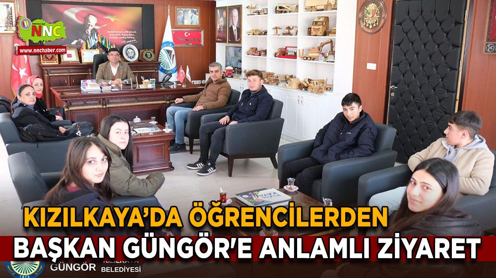 Kızılkaya’da öğrencilerden Başkan Güngör'e anlamlı ziyaret