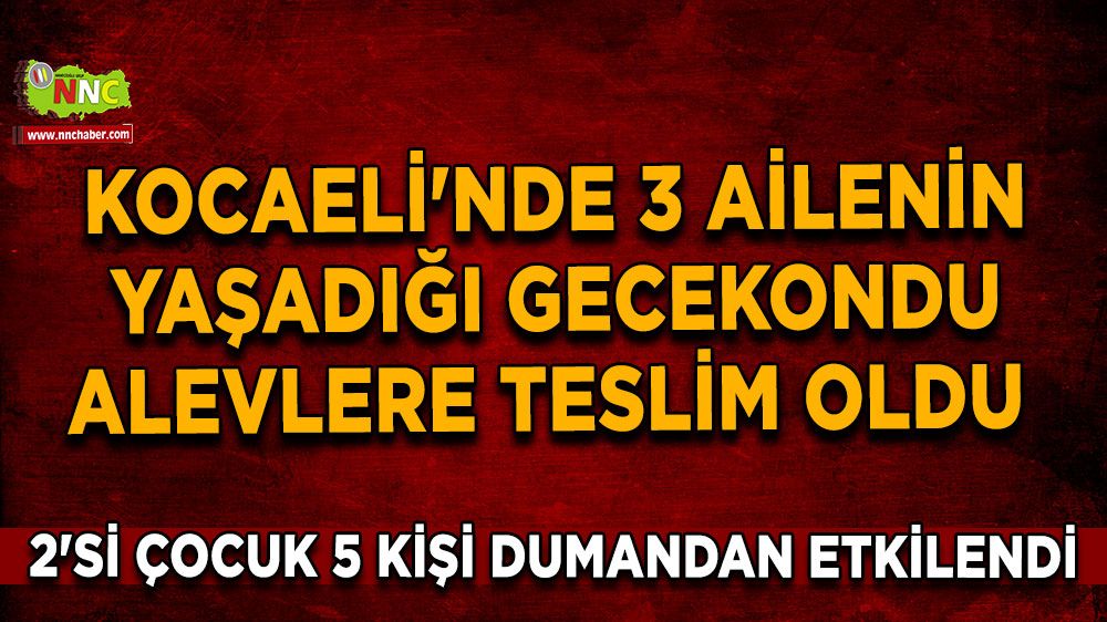 Kocaeli'nde 3 ailenin yaşadığı gecekondu alevlere teslim oldu 2'si çocuk 5 kişi dumandan etkilendi