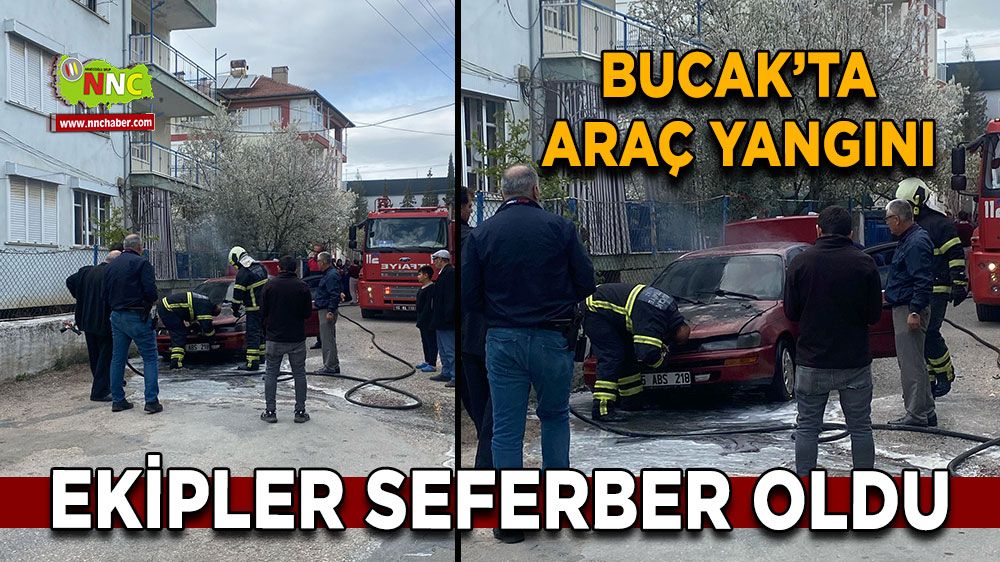 Bucak'ta araç yangını Ekipler seferber oldu