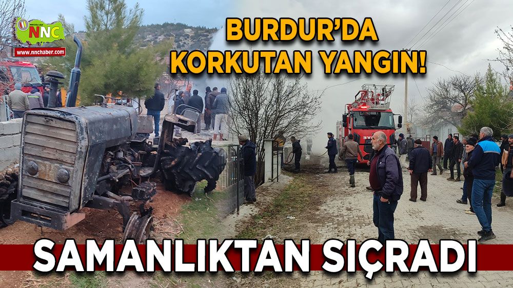 Burdur Büğdüz'de yangın! Samanlık ve odunluk küle döndü