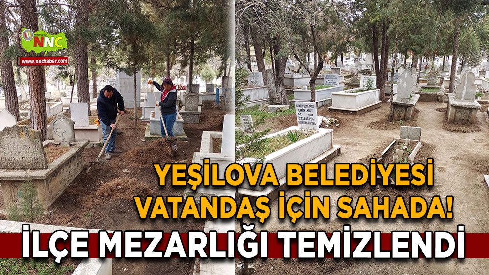 Yeşilova Belediyesi vatandaş için sahada! İlçe mezarlığı temizlendi