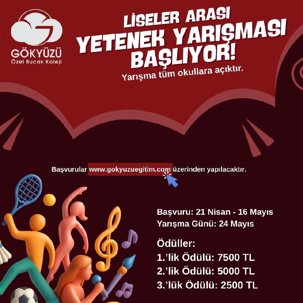 Bucak'ta Gökyüzü Kolejinden liseler arası yetenek yarışması Tüm liselere açık