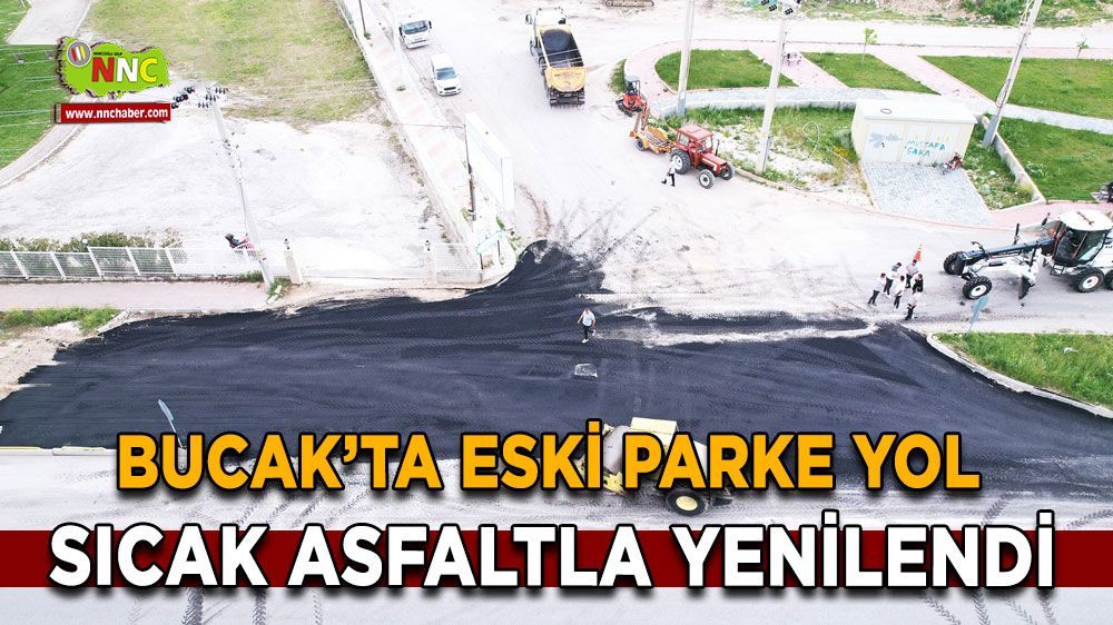 Bucak'ta eski parke yol, sıcak asfaltla yenilendi