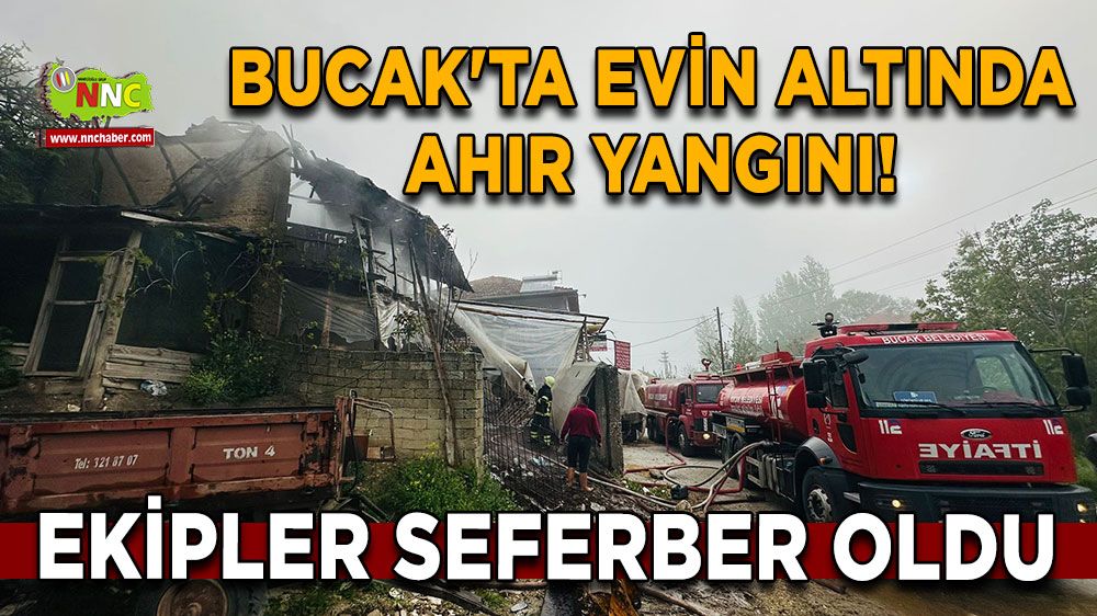 Bucak'ta evin altında ahır yangını! Ekipler seferber oldu