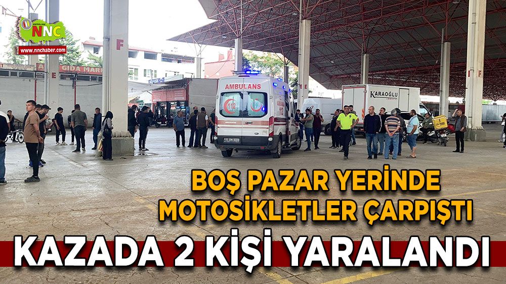Burdur'da boş pazar yerinde feci çarpışma! Kasksız motosikletliler kafa kafaya girdi