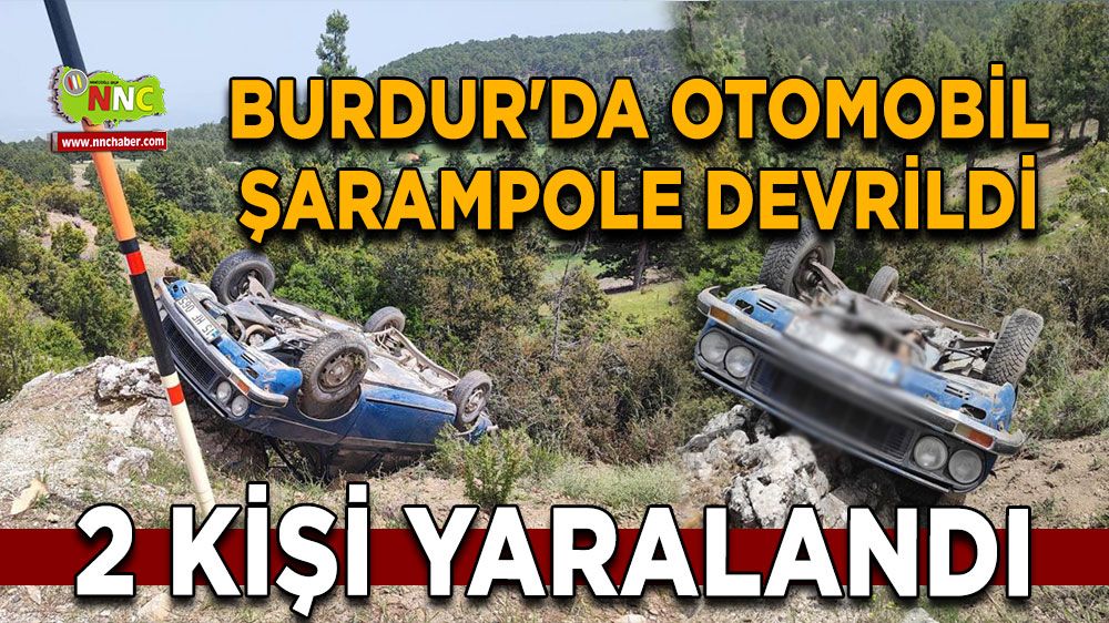 Burdur'da otomobil şarampole devrildi, 2 kişi hafif yaralandı