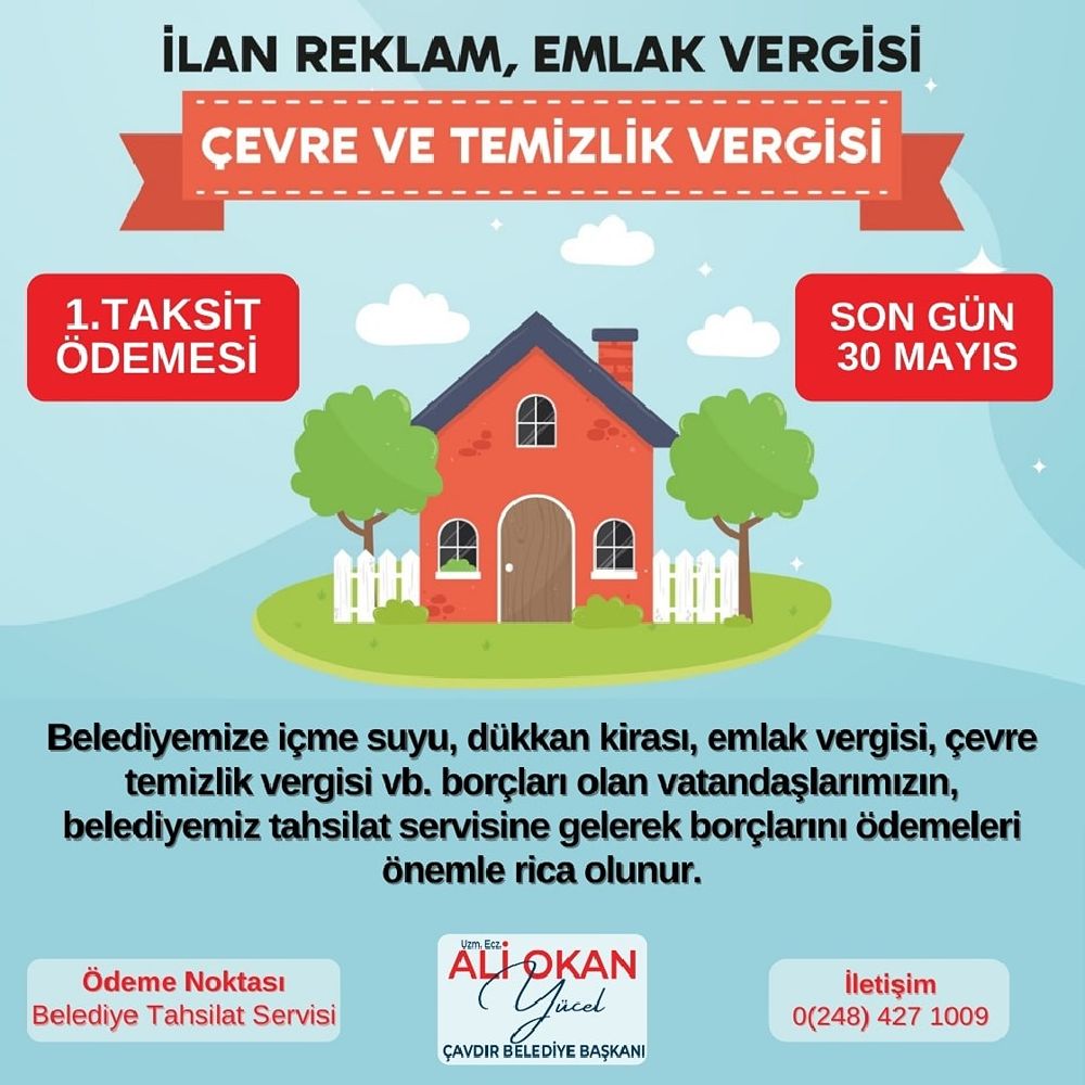 Çavdır Belediyesi duyurdu! İşte 1. taksit ödemesi son gün