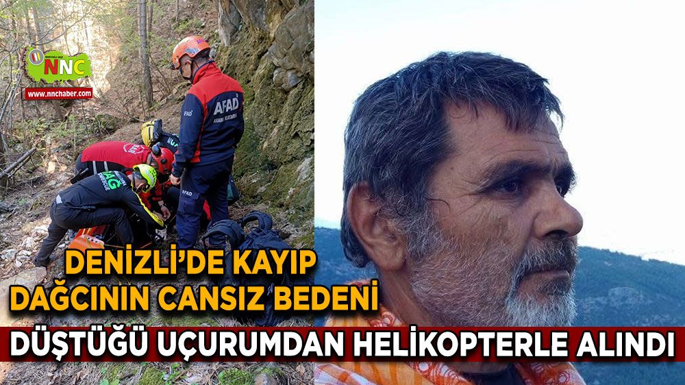 Kayıp dağcının cansız bedeni düştüğü uçurumdan helikopterle alındı