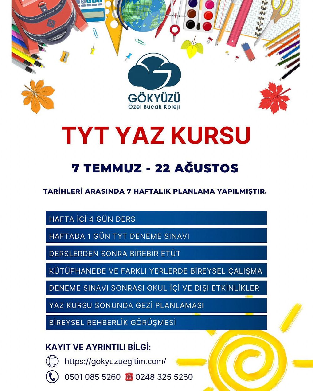 TYT’ye hazırlıkta büyük yaz atağı Gökyüzü Koleji’nden 7 haftalık yoğun program